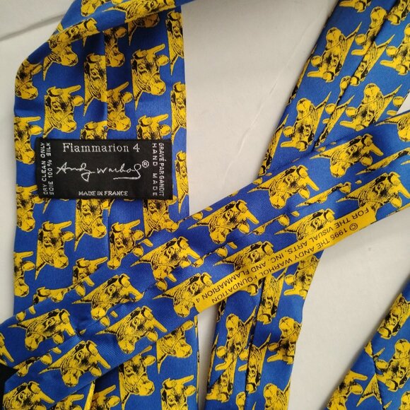 ❤️ANDY WARHOL France Hand Made Cow Art 100% Silk Neck Tie Flammarion 4 - Picture 3 of 5
